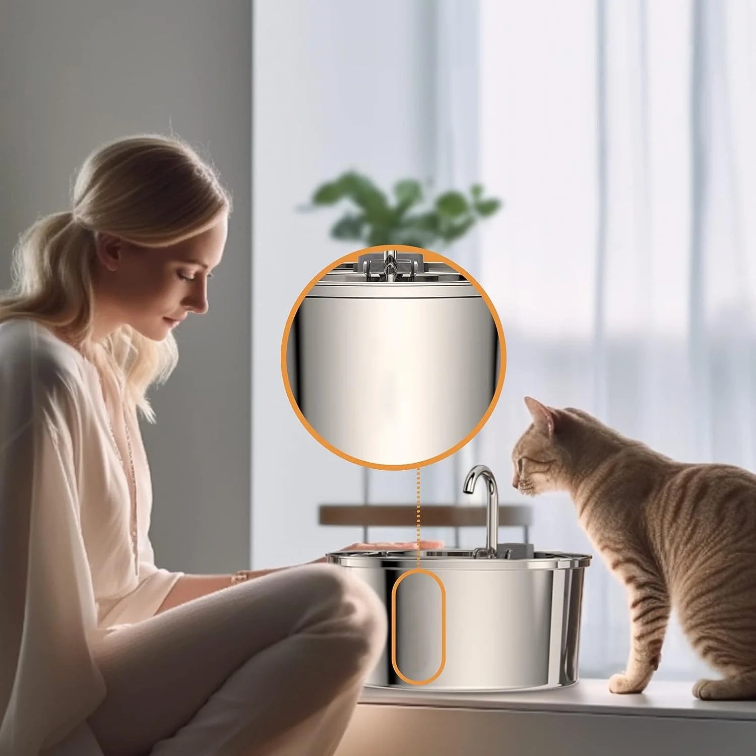 Cat Water Fountain Stainless Steel, 108Oz/3.2L Automatic Cat Fountain, Dog Water Dispenser, Super Silen, Multi-Filtration. Dishwasher Safe for Cats, Dogs, Multiple Pets